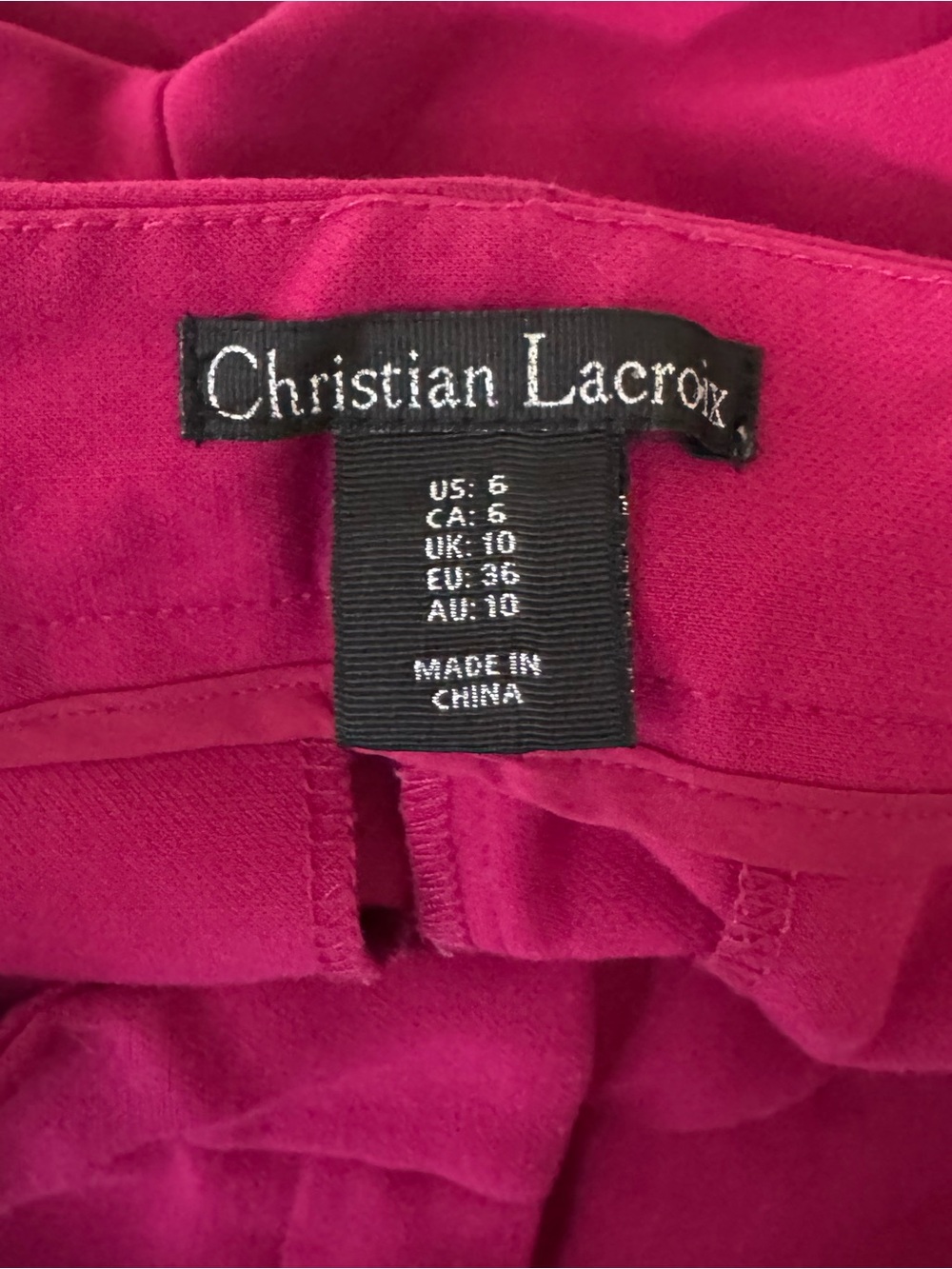 Christian Lacroix Pants Women’s Sz 6 Trouser Wide Leg High-Rise fuchsia pink - Picture 5 of 6